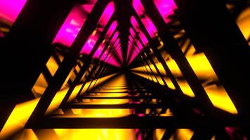 amarillo y rosado Moviente triángulo neón fuente antecedentes vj lazo en 4k video