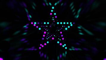 Turquoise and Purple Disco Glow in The Star Shaped Tunnel Background VJ Loop in 4K video