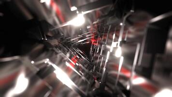 branco e vermelho fantasia triângulo túnel com mudando iluminação vj ciclo dentro 4k video