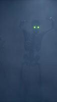 Scary skeleton with glowing eyes attacking. video