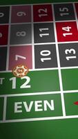 Red dice rolling on green roulette table with numbered betting grid. video