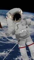 an astronaut in space with a satellite in the background video