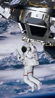 an astronaut is floating in space above the earth video