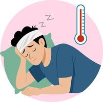 Illustration of a Male flu symptoms vector
