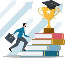 Climb the ladder of success with books and education vector