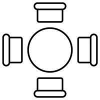 Round Table outline icon isolated on white vector