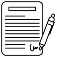 Contract outline icon isolated on white vector