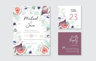 Wedding invitation suite with floral design vector