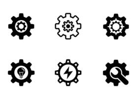 Black Gear Icons Set for Settings and Tools vector