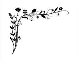Floral Corner Ornament - Black Flowers vector