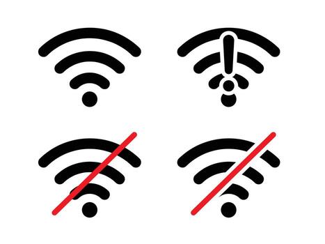 Wireless connection icon, hotspot access wrong, problem, failed to connect vector