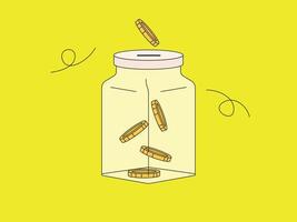 PrintCoins put in a jar illustration saving concept vector