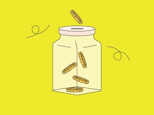 PrintCoins put in a jar illustration saving concept