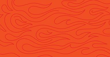 Flames background, abstract doodle fire outline pattern vector
