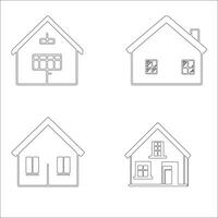 Minimal House Line Art Icons Set Simple Home Outline Collection. vector