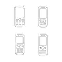 Vintage Mobile Phone Line Art Icons Set Classic Button Phone Outline . vector