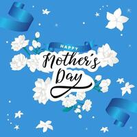 mother day card with jasmine and ribbon square vector