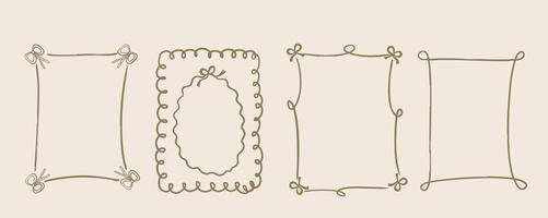 Hand drawn doodle wavy frame border for birthday, wedding , kid invitation design vector