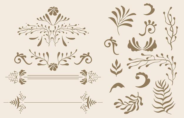 Flower border element object in wavy