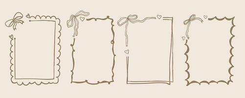Hand drawn wavy frame border for birthday, wedding , kid a4 invitation design vector