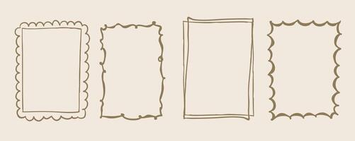 Hand drawn wavy frame border for birthday, wedding invitation design vector