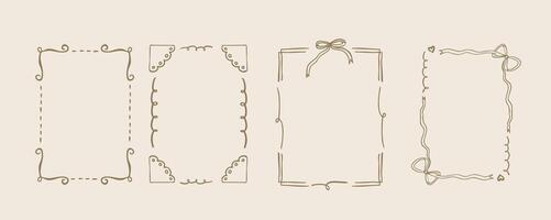 Hand drawn wavy frame border for birthday, wedding a4 design vector