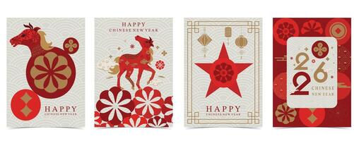Chinese New Year greeting cards vector
