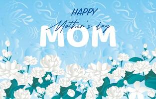 Happy mother day card with jasmine border for horizontal design vector
