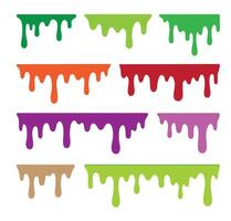 Dripping Liquid Shapes Set, Black Melting Drips vector