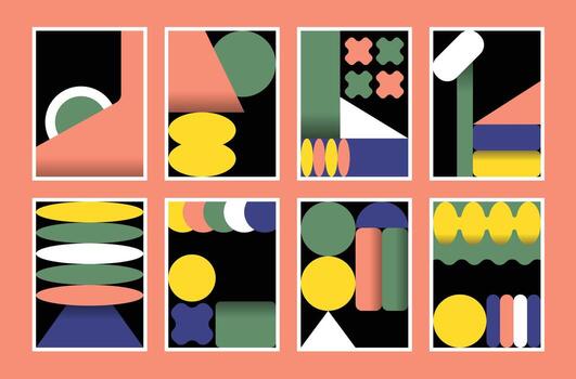 Abstract geometric background template set. Modern geometry poster design collection. vector