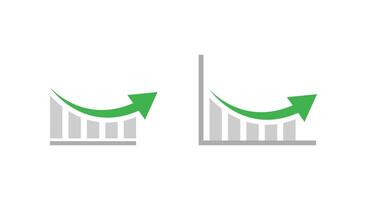Rebound growth icon after decline. Bounce back bar chart with green upward arrow symbol vector