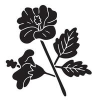 Black and white floral illustration with artistic flower design and natural elements vector