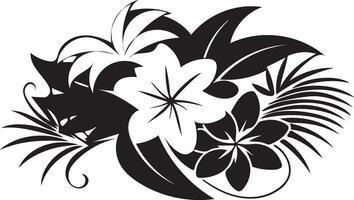 Black and white abstract floral design with decorative flowers and leaves vector
