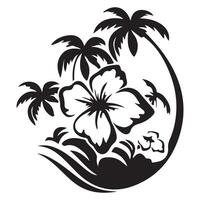 Tropical palm tree silhouette illustration for summer beach design vector