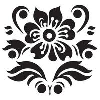 Black and white floral ornament with vintage design and decorative swirl elements vector