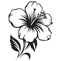 Black and white flower illustration with bold silhouette and tribal style design vector