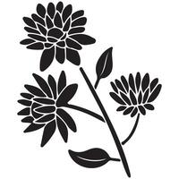 Black and white floral illustration with natural elements and artistic flower design vector