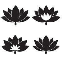 Lotus flower set in decorative style with natural floral elements design vector