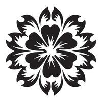 Black and white floral ornament with elegant design and decorative flower elements vector