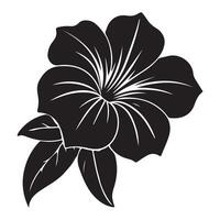 Black and white floral illustration with isolated flowers and decorative elements vector