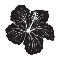 Black and white floral ornament with roses and hibiscus in vintage sketch style vector