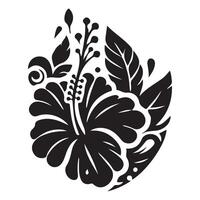 Black and white floral design with decorative flowers and leaves in artistic style vector
