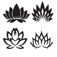 Lotus flower set in decorative style with natural floral elements vector