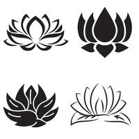 Set of decorative lotus flower illustrations with natural floral elements vector