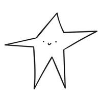 Cute smiling star. outline illustration on white background. vector