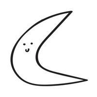 Cute moon. Children design. Doodle sketch illustration. Outline illustration on white background. vector