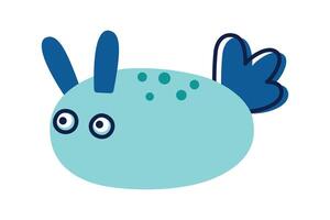 illustration of cute sea bunny in flat cartoon style. Adorable nudibranch character with rabbit features, marine animal for ocean themes, kids designs, educational materials, decor vector