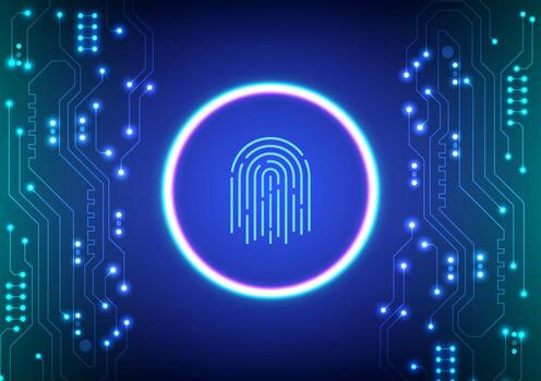 digital tecnología circuito antecedentes. escanear código dedo concepto. diseño para circuito futurista resumen datos comunicación Internet. vector