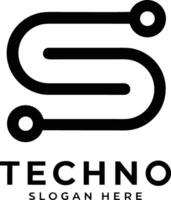 Modern S Logo with Circuit Board Elements and Tech Typography vector