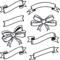 Ribbons and Bows Hand Drawn Set for Cute and Creative Design Accents vector